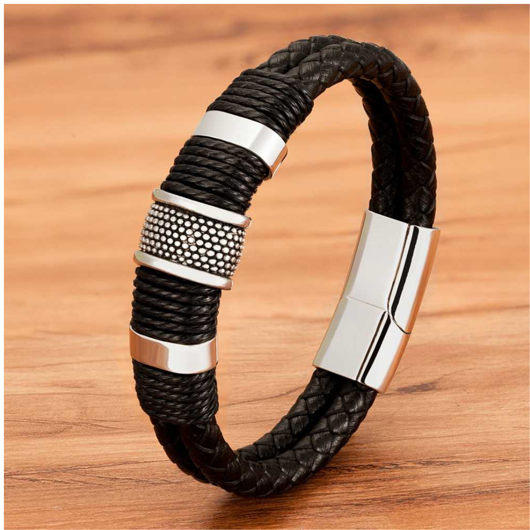 Pulsera de Cuero y Acero