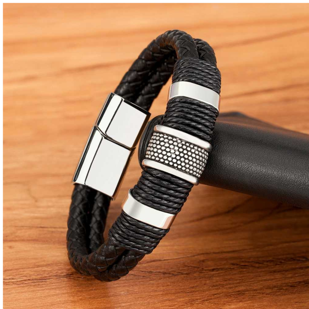 Pulsera de Cuero y Acero