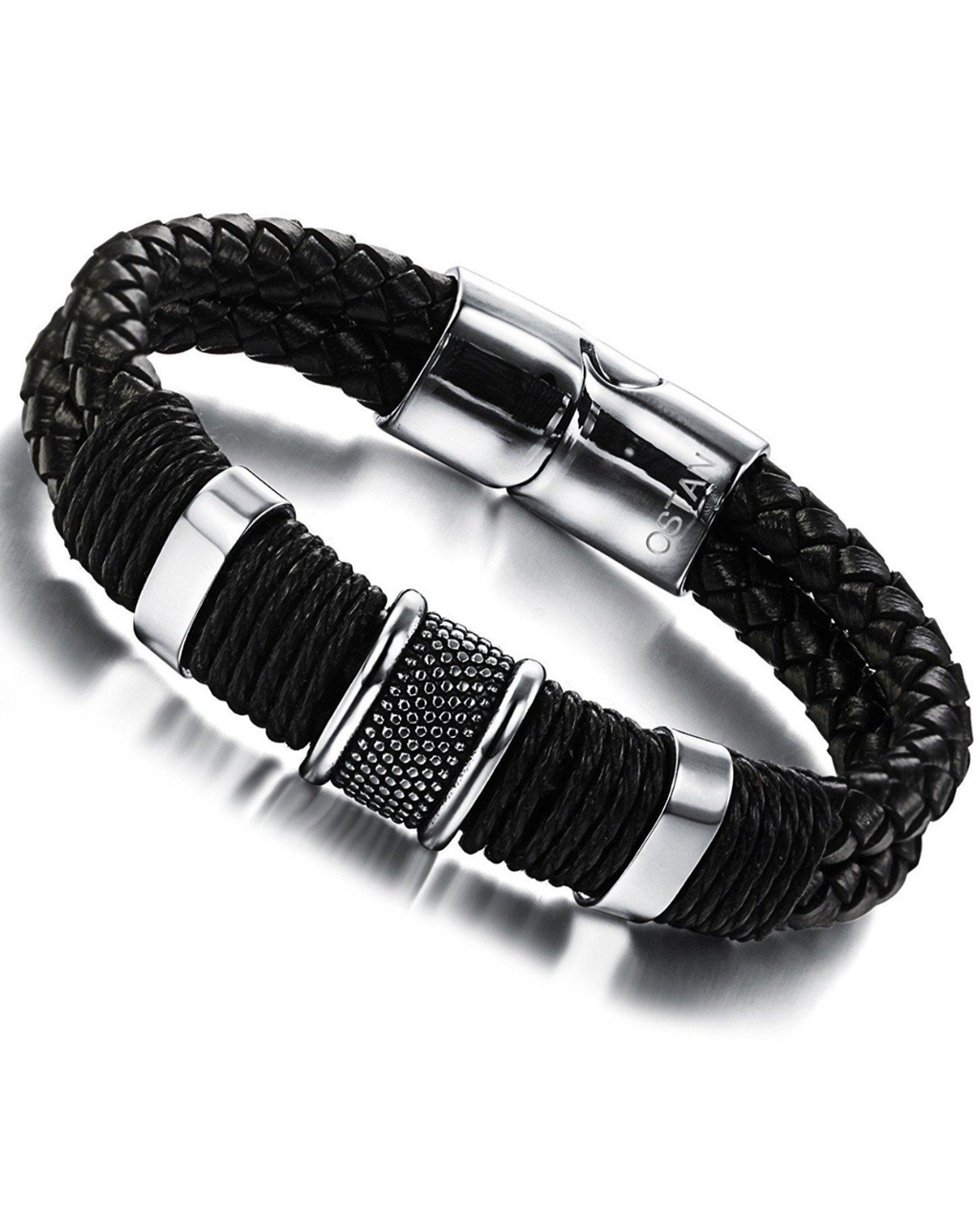 Pulsera de Cuero y Acero