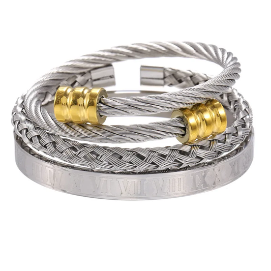 Set de 3 pulseras y brazaletes ajustables para hombre