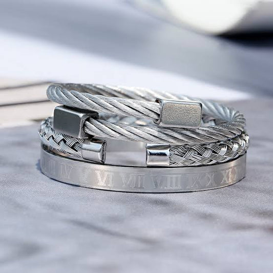 Set de 3 pulseras y brazaletes ajustables para hombre
